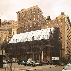 View looking east to new roof, from West 25th St 